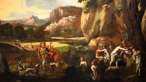 Diana and Actaeo -  Roman School of the 17th century   - Louis XIV